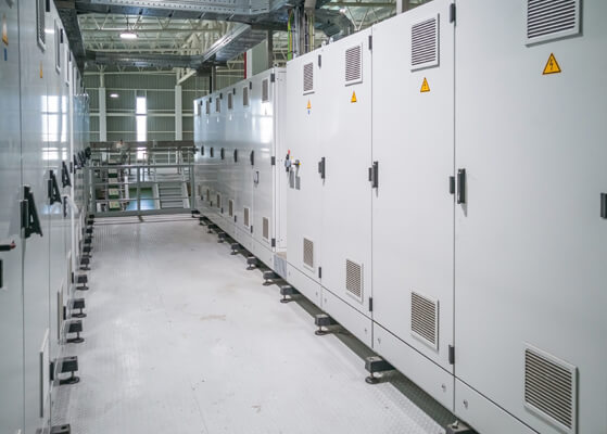 Electrical room inside Qwest Communications facility in Jersey City